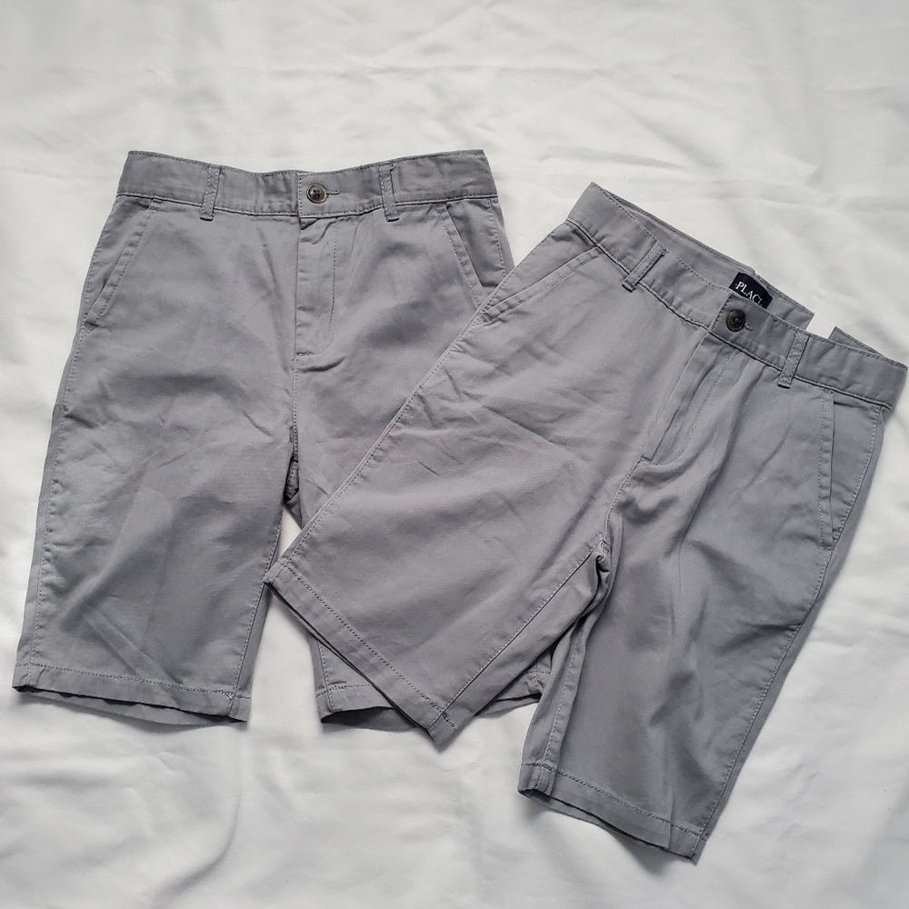 2 NWT Boys Children's Place Gray Shorts with Zipper Closure and Pockets Size 10